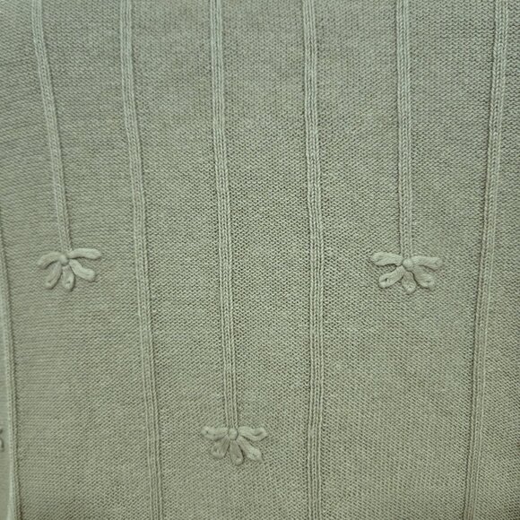 Talbots Light Green Embroidered Sweater L Silk-Cotton-Cashmere Blend - Picture 2 of 7